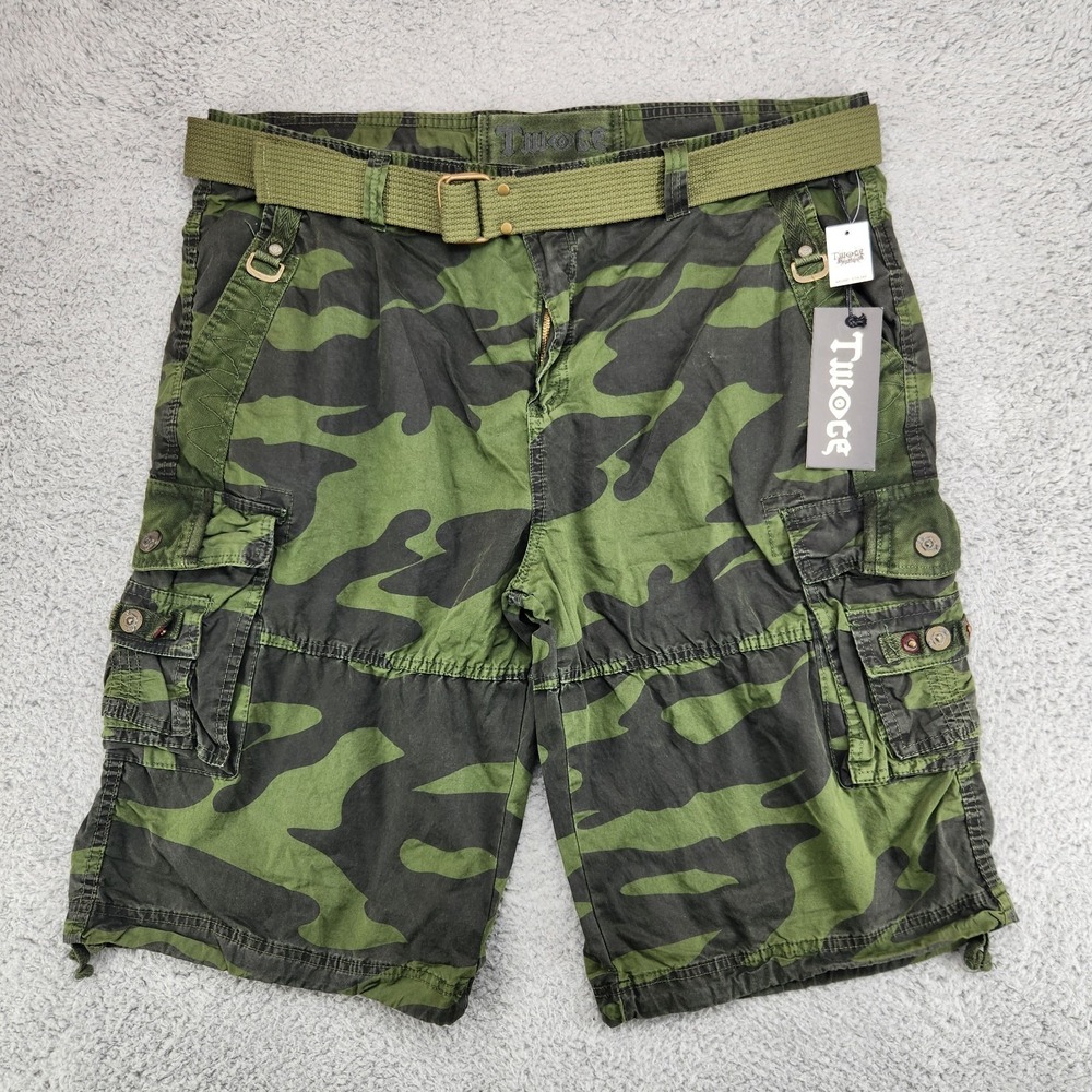 TWOCE Camo Cargo Shorts Mens 40 Baggy Military Utility